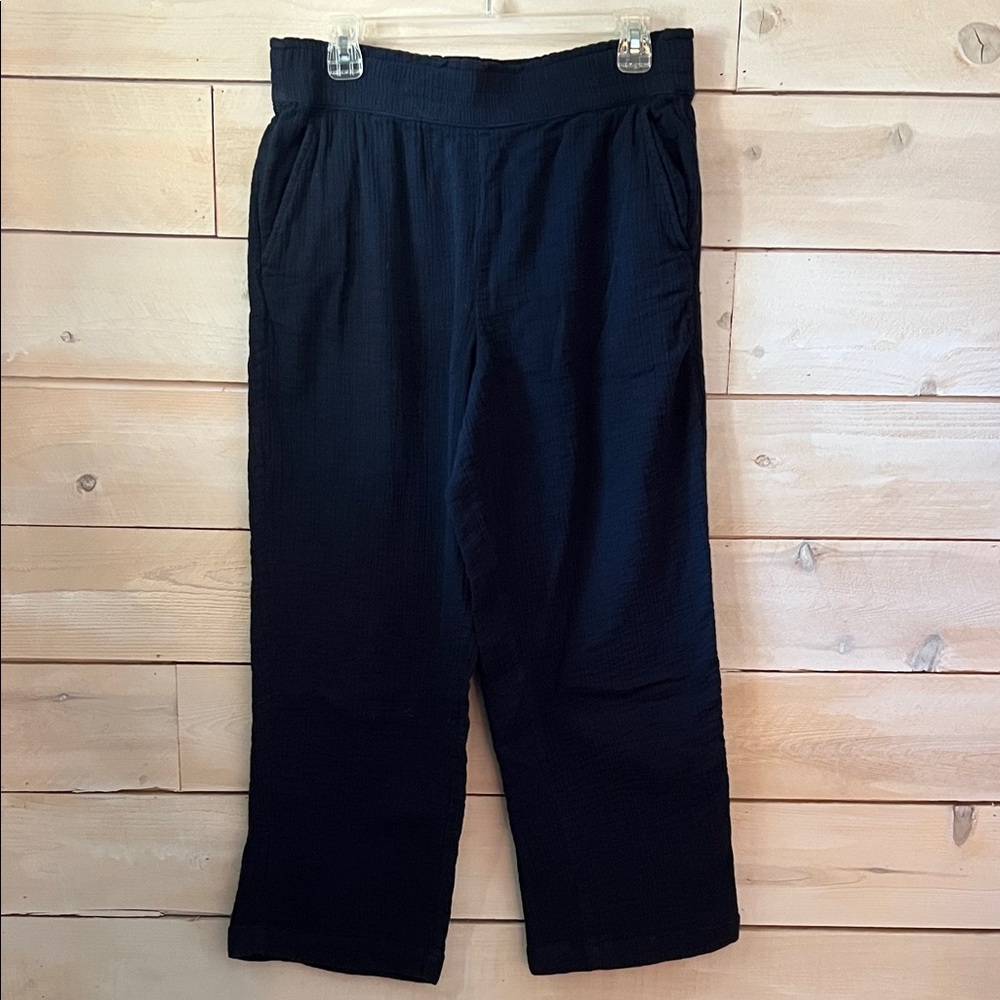 Loft Soft Cotton Navy Cropped Pants Relaxed Fit sz M